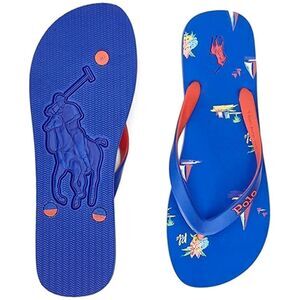 Polo Ralph Lauren Thong Sandals Men's Size 11 Blue Red Beach Ship Vacation New